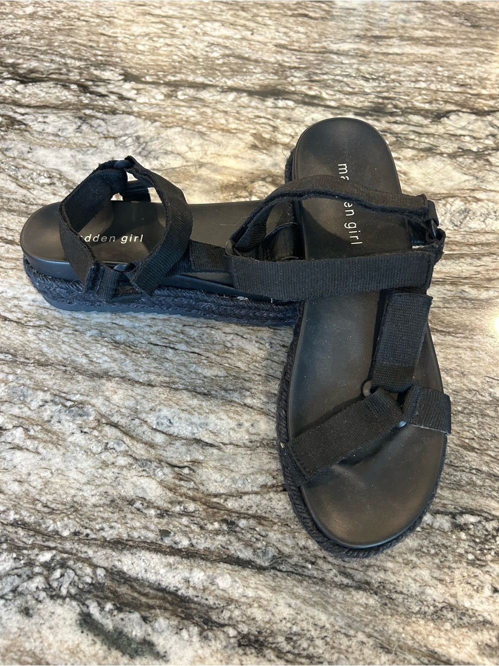 Madden Girl Black Strappy Platform Sandals